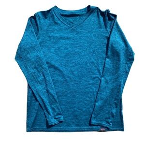 Womens Patagonia Capilene Cool Daily Long Sleeve V Neck Blue T Shirt Small